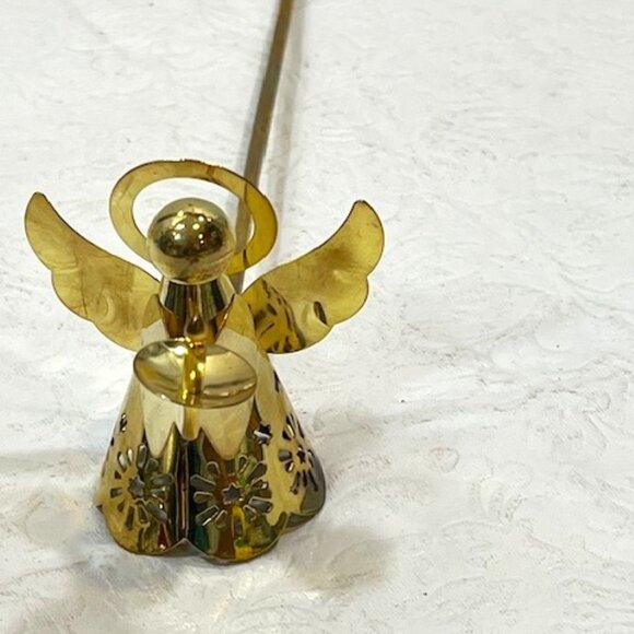 VTG Brass Metal Long Handle Angel Holiday Christmas Candle Snuffer 9" Long - Picture 2 of 14